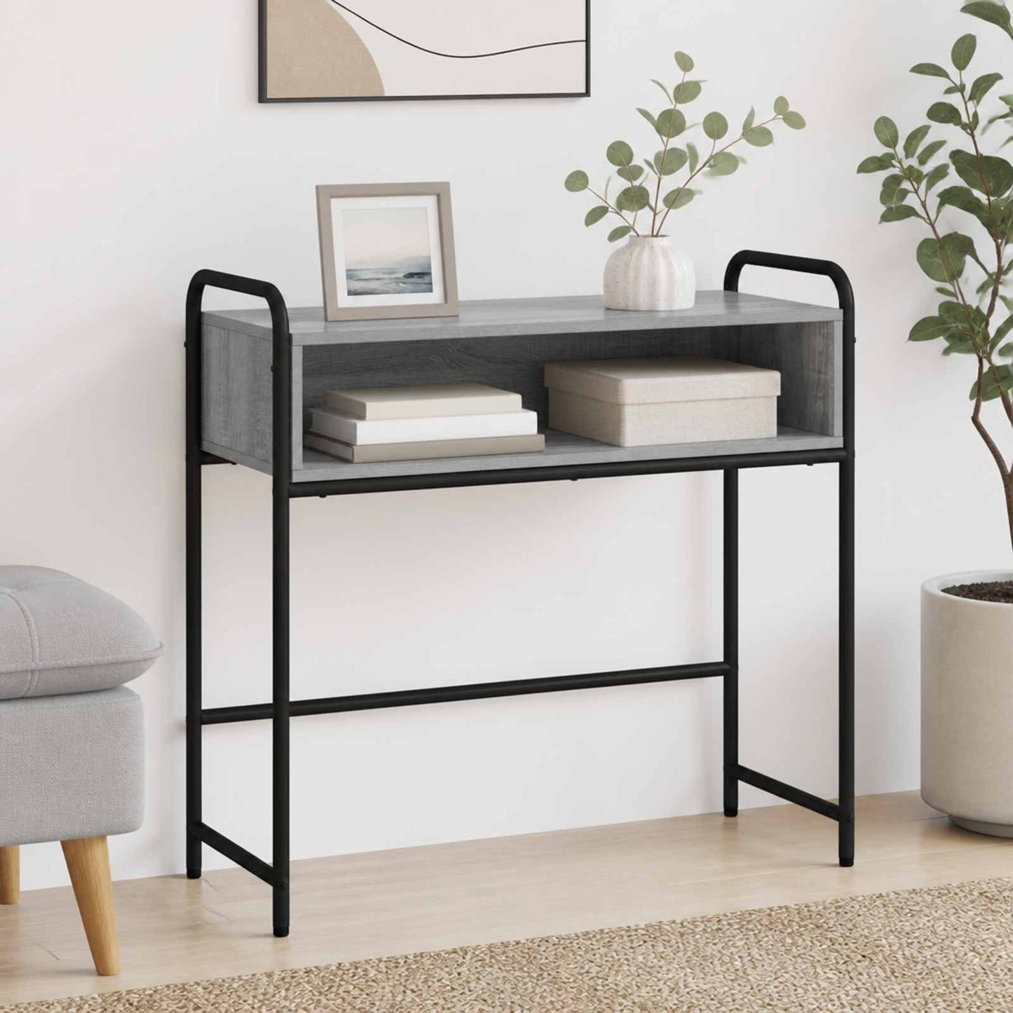 vidaXL Τραπέζι κονσόλας Γκρι Sonoma 90 x 33 x 80,5 εκ