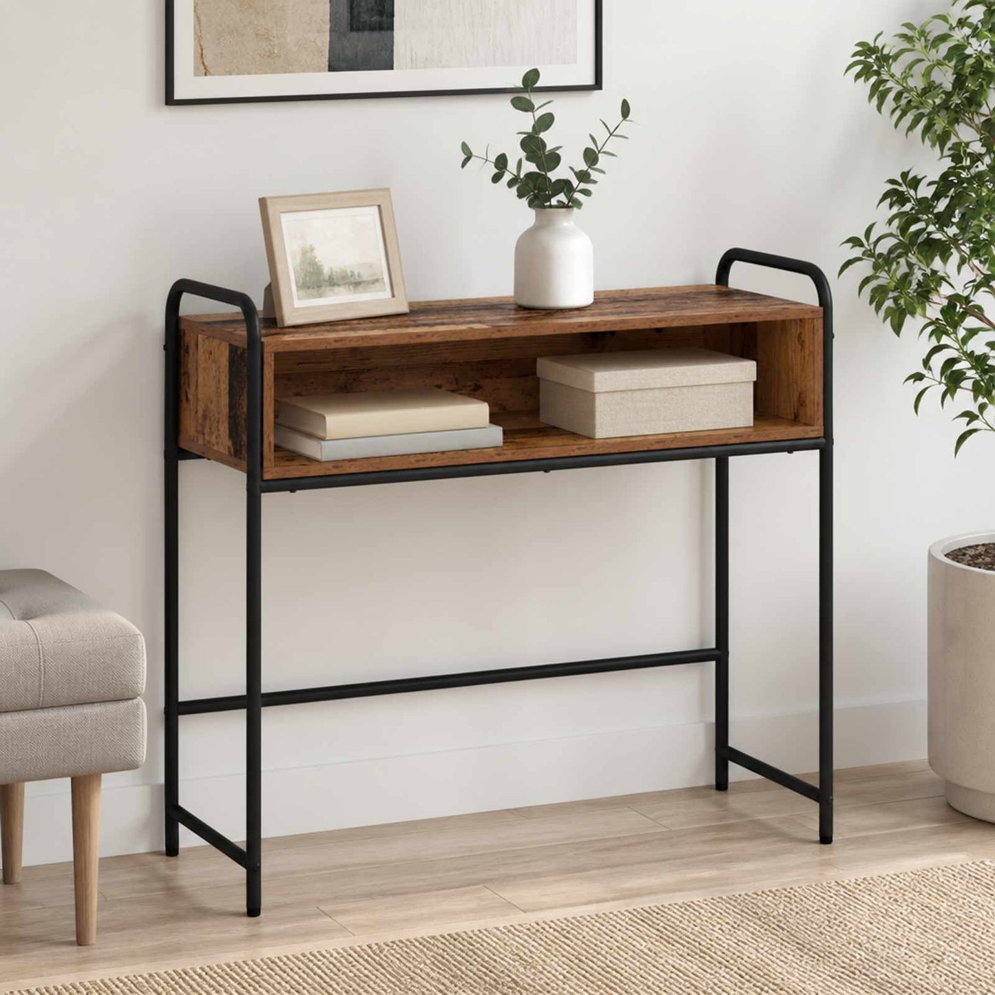 vidaXL Τραπέζι κονσόλας Παλαιωμένο ξύλο 90 x 33 x 80,5 εκ