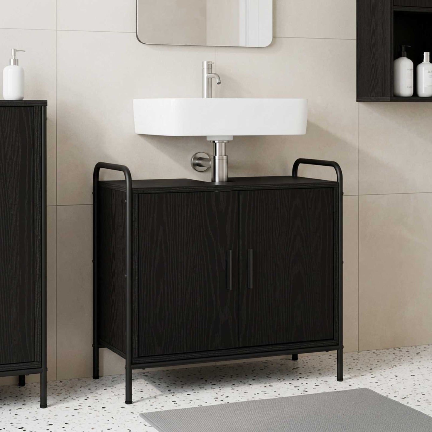 vidaXL Ντουλάπι Μπάνιου Μαύρη Δρυς 65,5 x 34 x 61 εκ.