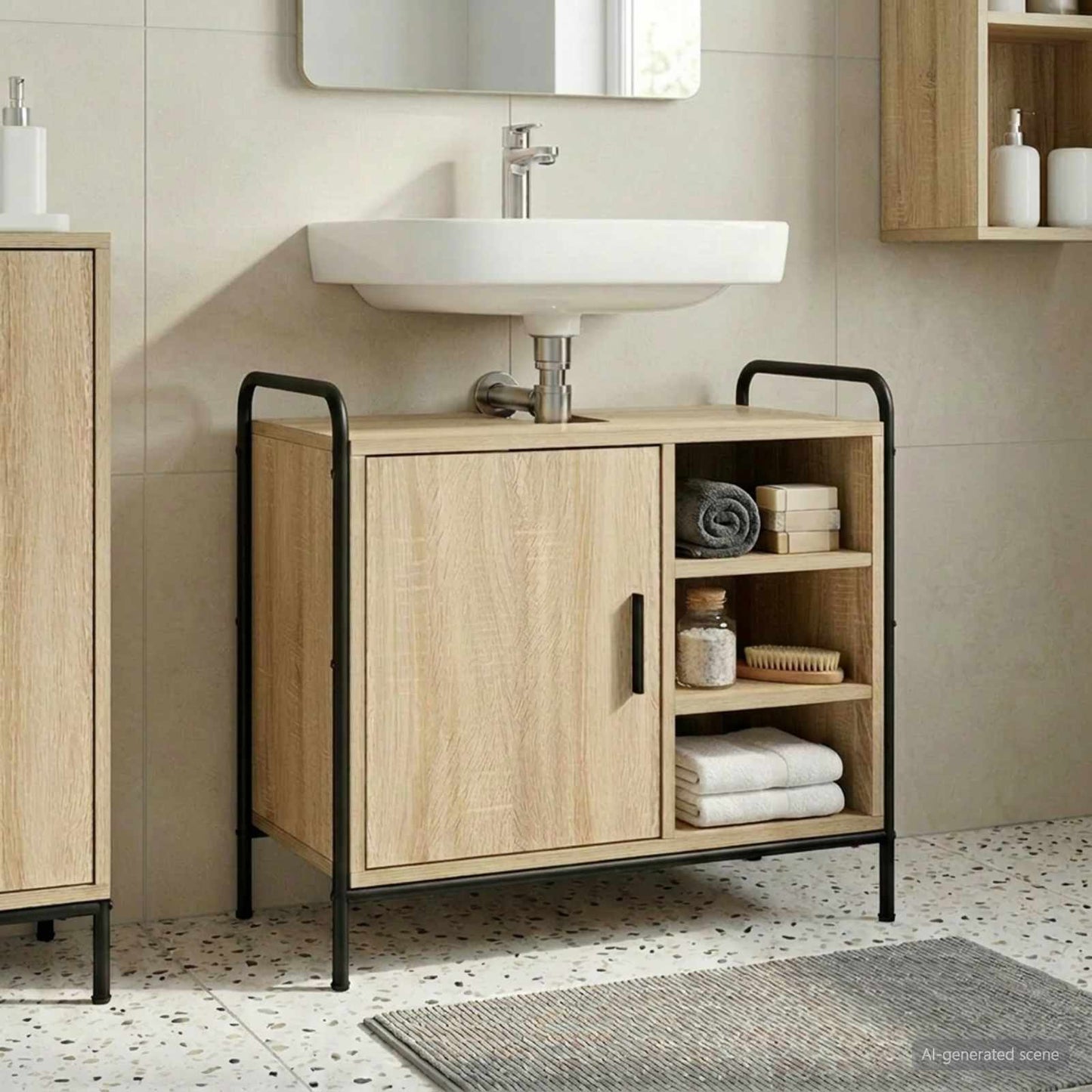 vidaXL Ντουλάπι Μπάνιου Sonoma Δρυς 65,5 x 34 x 61 εκ.