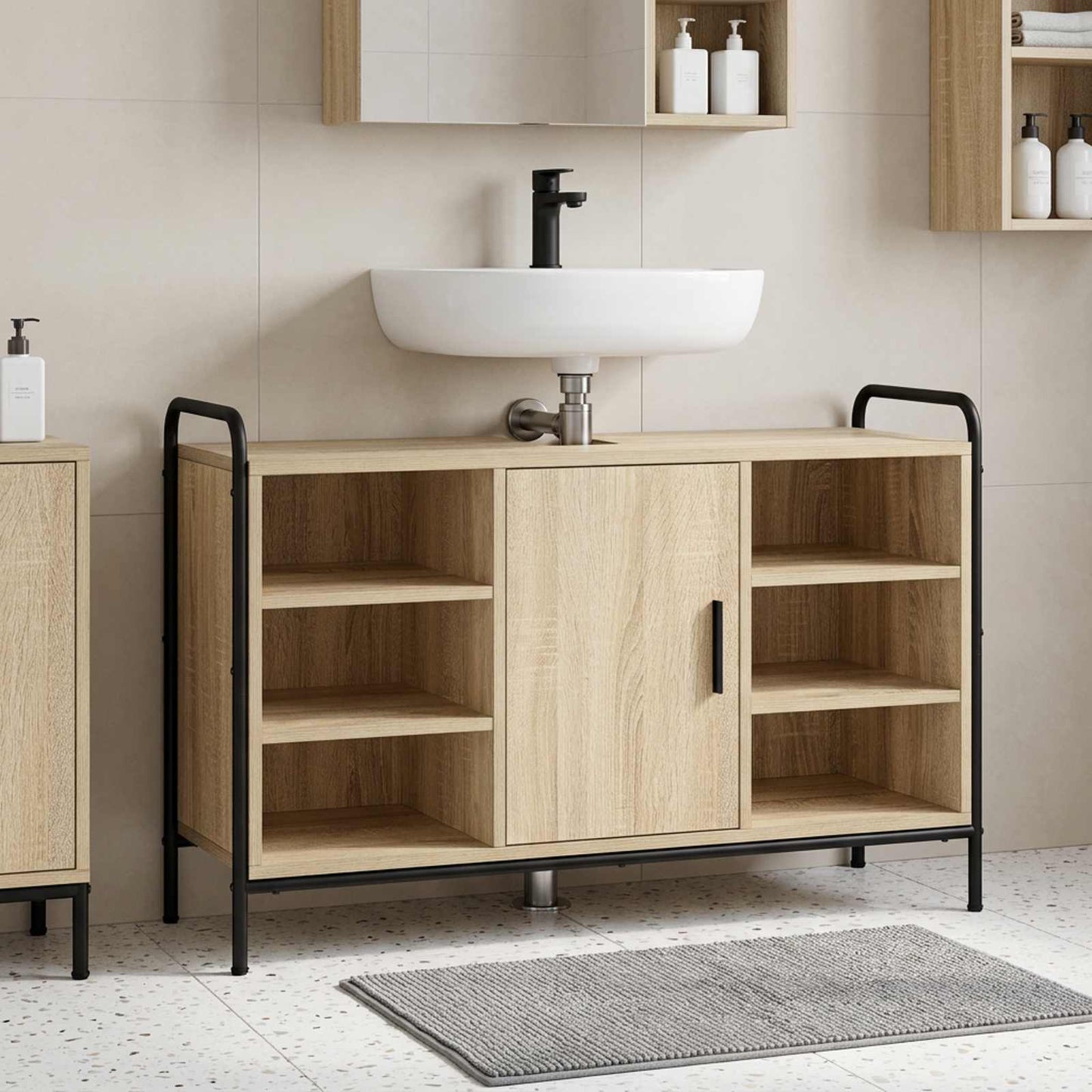 vidaXL Ντουλάπι Μπάνιου Sonoma Δρυς 95 x 34 x 61 εκ.