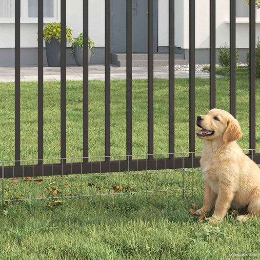 vidaXL Περίφραξη Κήπου με Στήλες 12 τμχ. 95 x 30 εκ. Ασημί