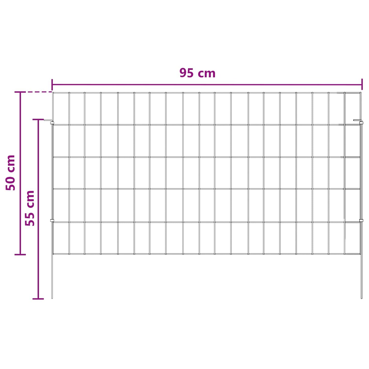vidaXL Περίφραξη Κήπου με Στήλες 12 τμχ. 95 x 50 εκ. Ασημί