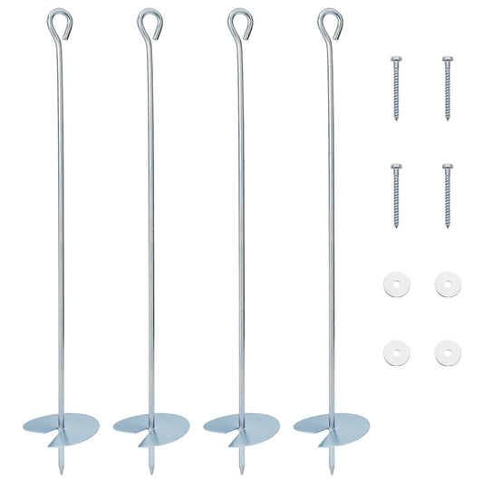 vidaXL Γείωση 4 pcs Ασημί Ø10 x 60 εκ Γαλβανισμένο Μέταλλο