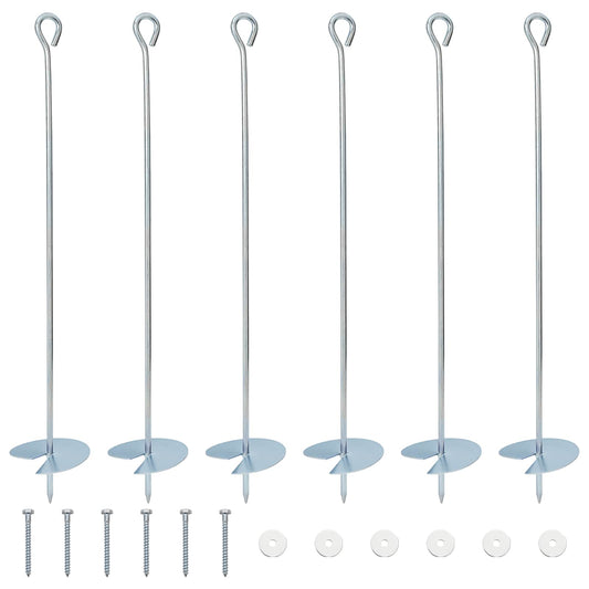 vidaXL Γείωση 6 pcs Ασημί Ø10 x 60 εκ Γαλβανισμένο Μέταλλο