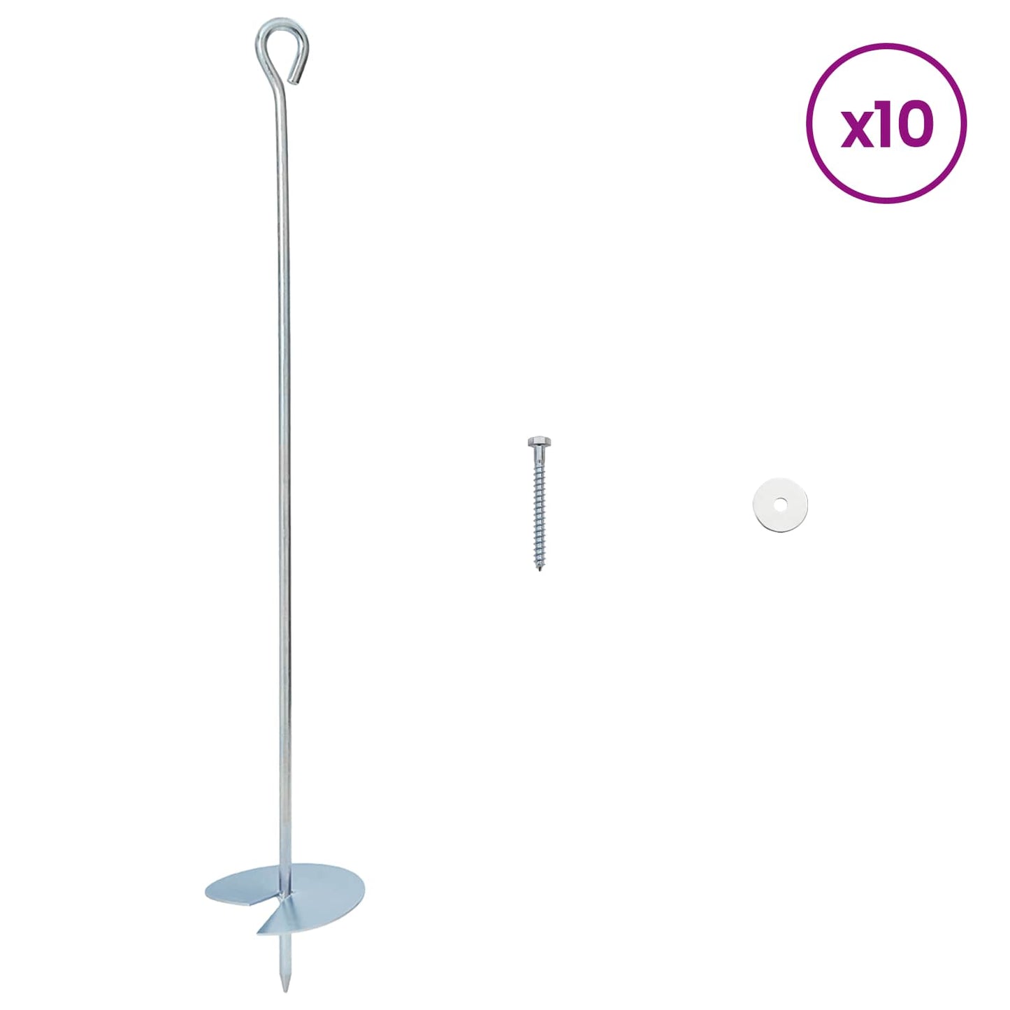 vidaXL Γείωση 10 pcs Ασημί Ø10 x 60 εκ Γαλβανισμένο Μέταλλο