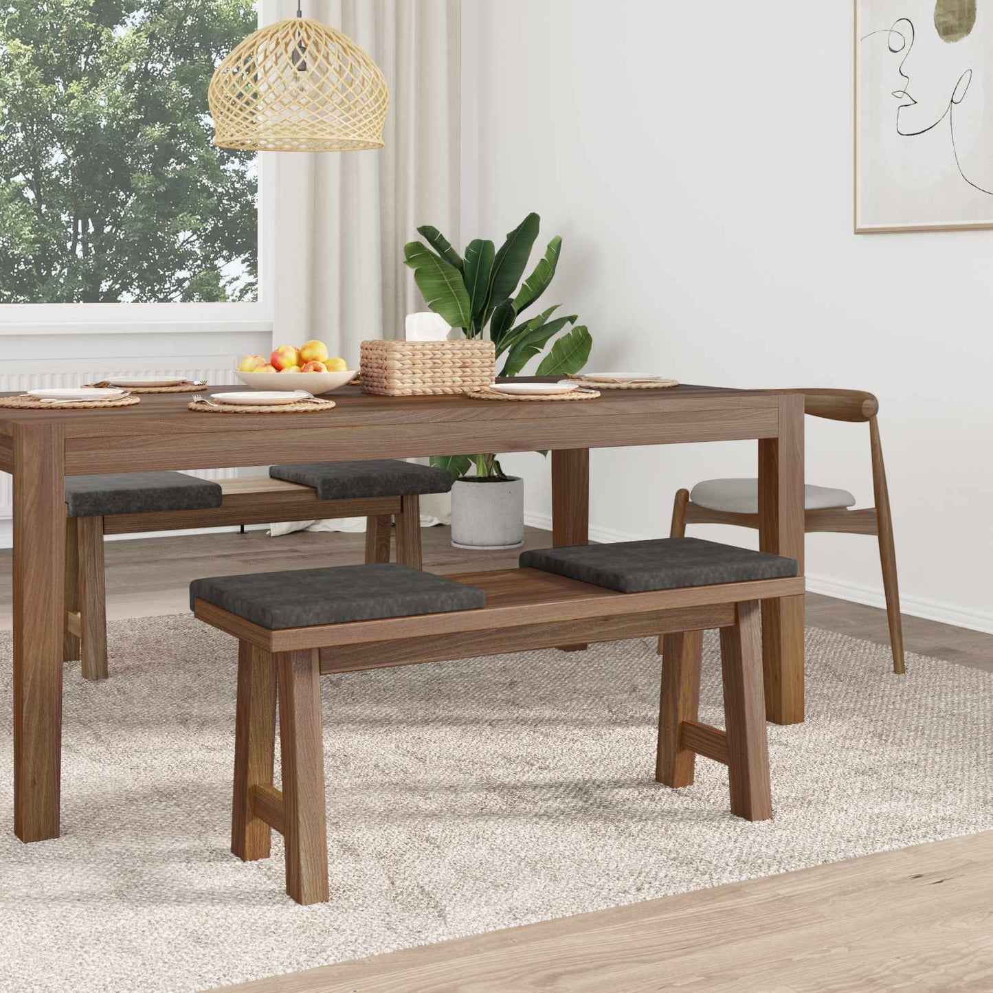 vidaXL Μαξιλάρι πάγκου 4 pcs Τεχνητό Δέρμα Μαύρο Βάθος 35 εκ.