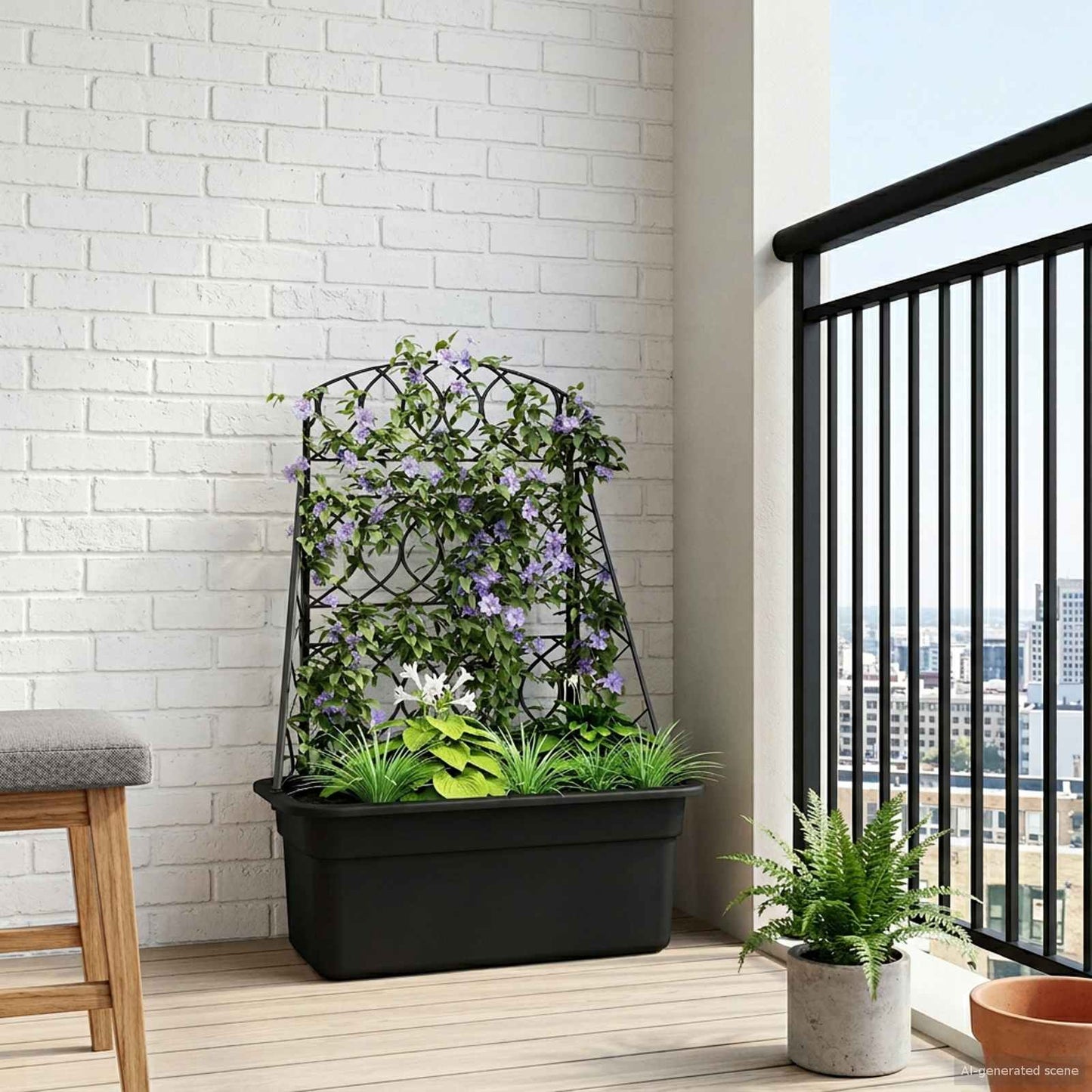 vidaXL Πλέγμα γλάστρας Ανθρακί 58 x 29 x 78 εκ. PP