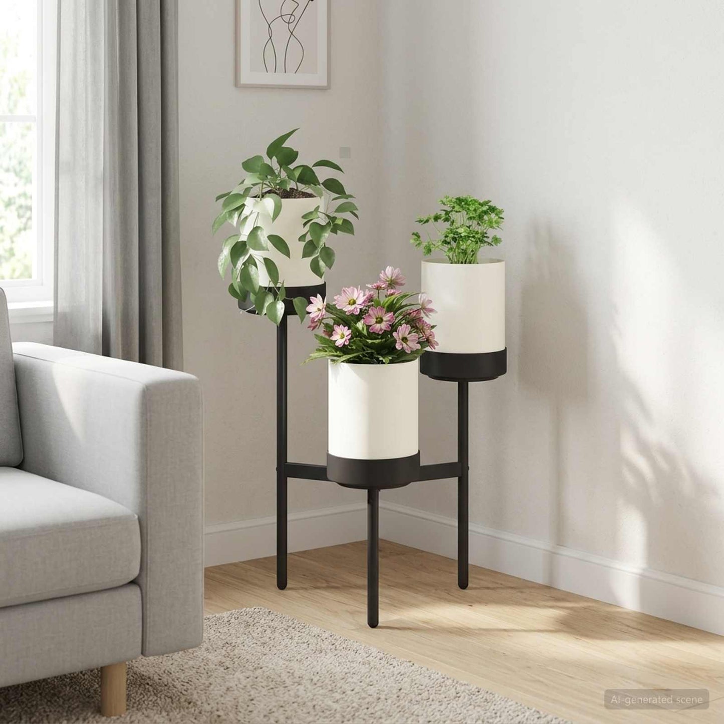 vidaXL Βάση Λουλουδιών Λευκό 54 x 49 x 81 εκ Πολυπροπυλένιο και Ατσάλι