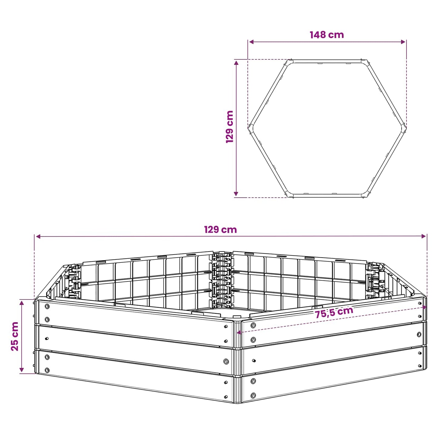 vidaXL Ανεβασμένο Κρεβάτι Μαύρο 148 x 129 x 25 εκ PP