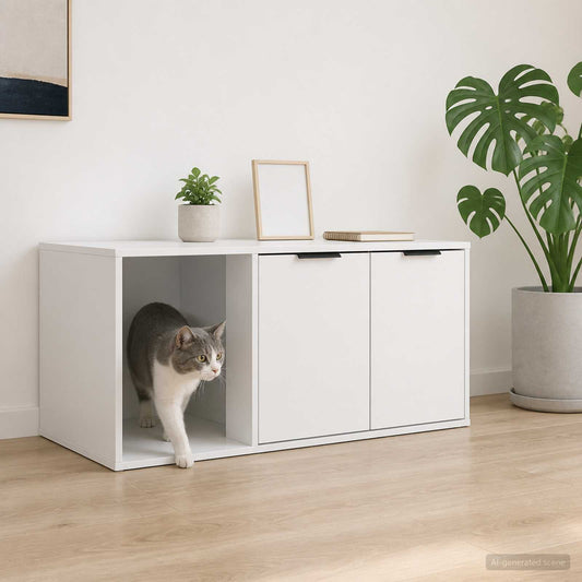 vidaXL Έπιπλο Κλουβί Γάτας Λευκό 100 x 49 x 45 εκ. Επεξεργασμένο Ξύλο