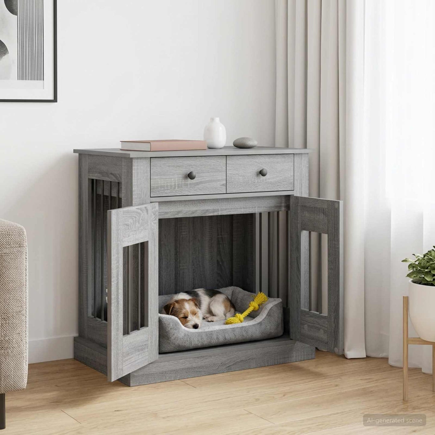 vidaXL Έπιπλο για κλουβί σκύλου Γκρι Sonoma 80 x 47,5 x 80 εκ