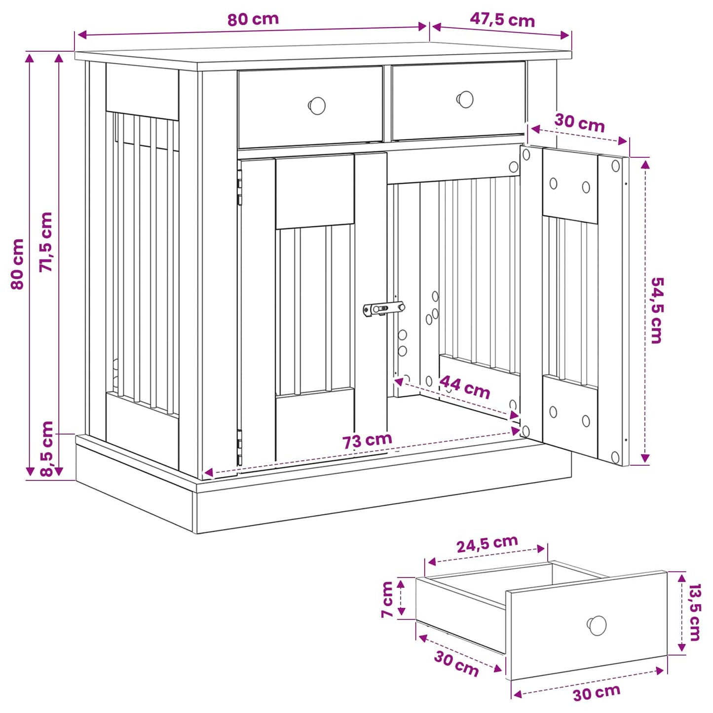 vidaXL Έπιπλο για κλουβί σκύλου Γκρι Sonoma 80 x 47,5 x 80 εκ