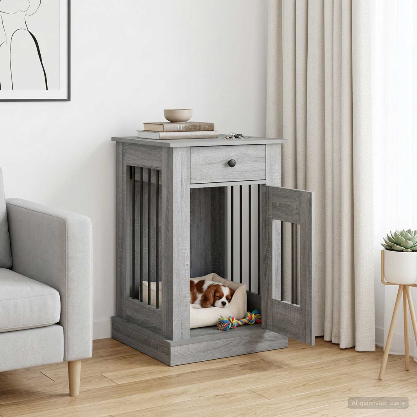 vidaXL Έπιπλο για κλουβί σκύλου Γκρι Sonoma 50 x 47,5 x 80 εκ.