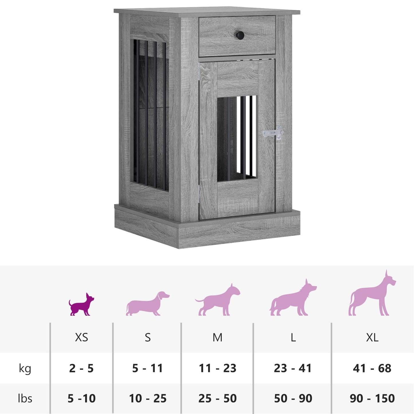 vidaXL Έπιπλο για κλουβί σκύλου Γκρι Sonoma 50 x 47,5 x 80 εκ.
