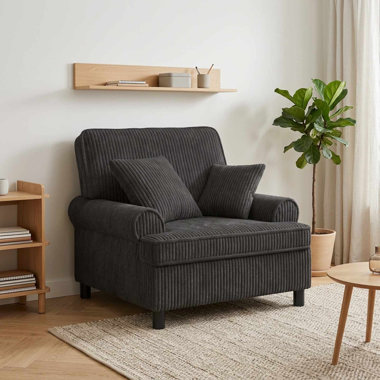 vidaXL XL Πολυθρόνα με Μαξιλάρια Σκούρο Γκρι Ύφασμα 1,5 Γραμμές