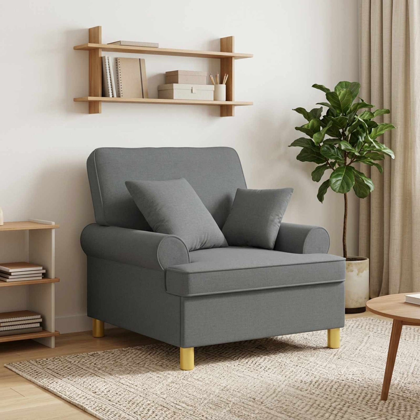 vidaXL XL Πολυθρόνα με Μαξιλάρια Σκούρο Γκρι Ύφασμα