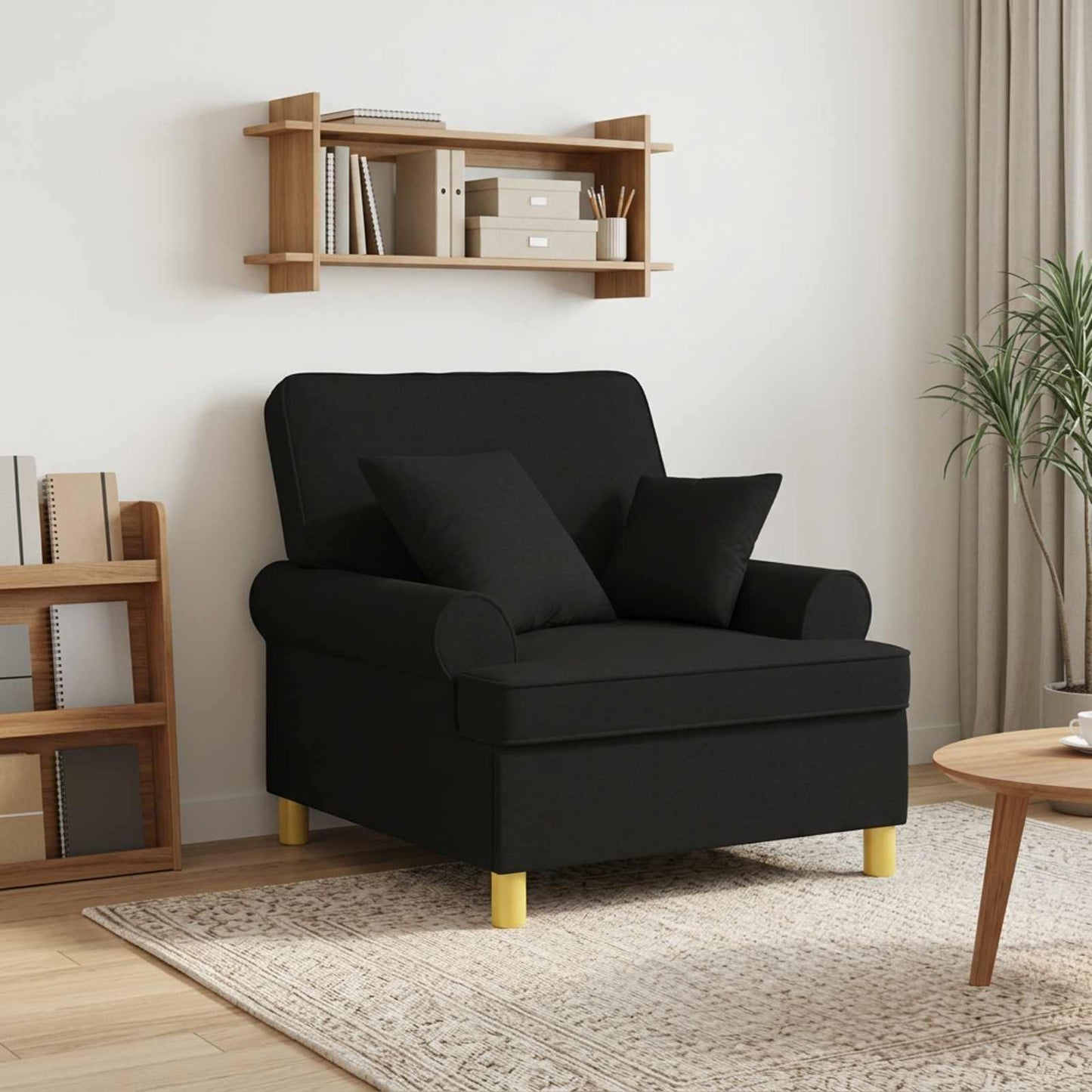 vidaXL XL Πολυθρόνα με Μαξιλάρια Μαύρο Ύφασμα