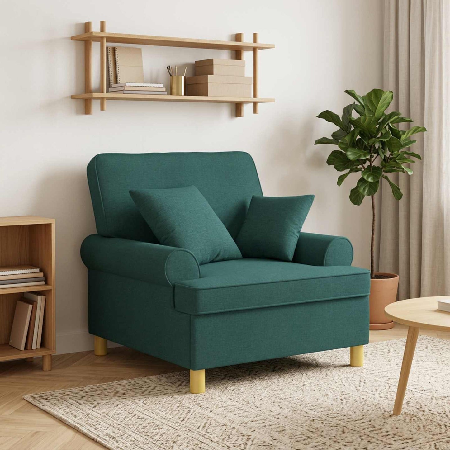 vidaXL XL Πολυθρόνα με Μαξιλάρια Σκούρο Πράσινο Ύφασμα