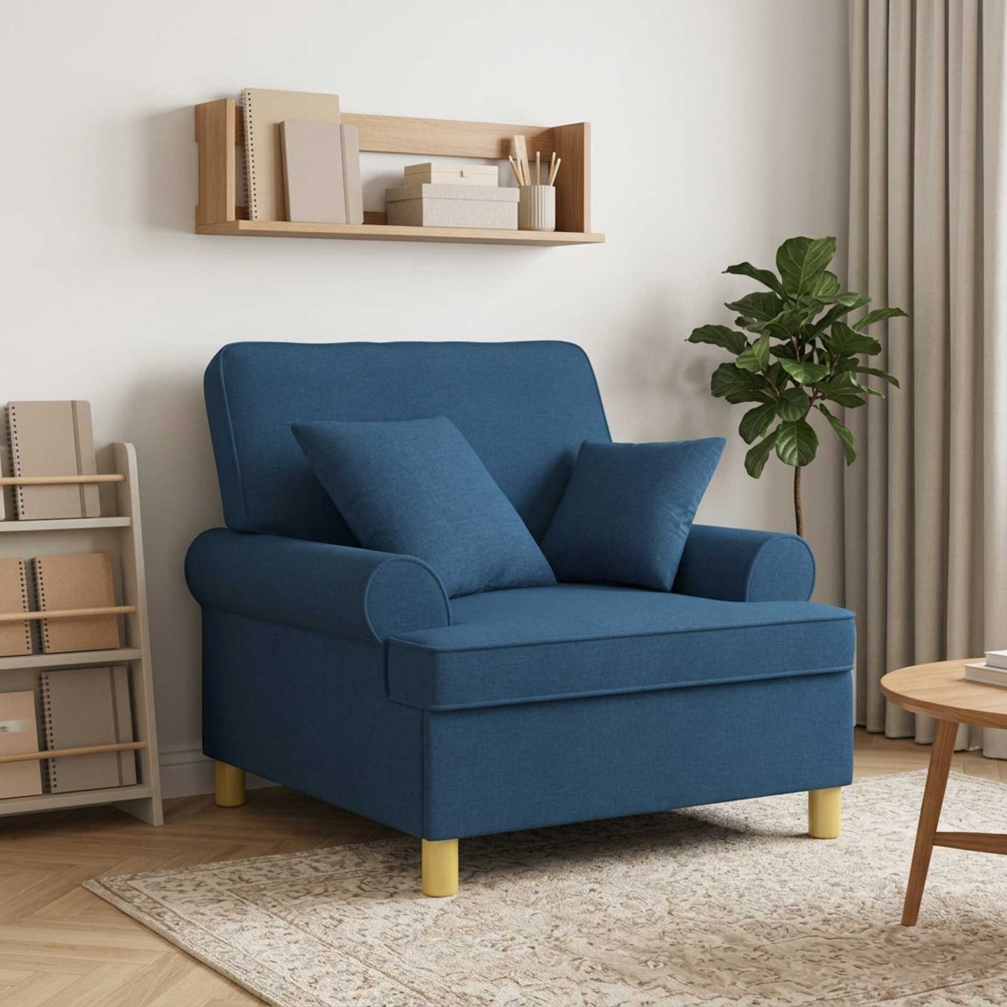 vidaXL XL Πολυθρόνα με Μαξιλάρια Μπλε Ύφασμα