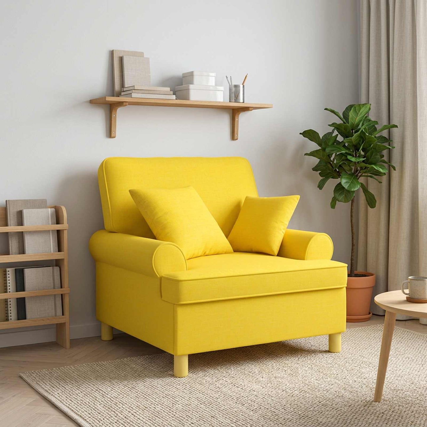 vidaXL XL Πολυθρόνα με Μαξιλάρια Απαλό Κίτρινο Ύφασμα