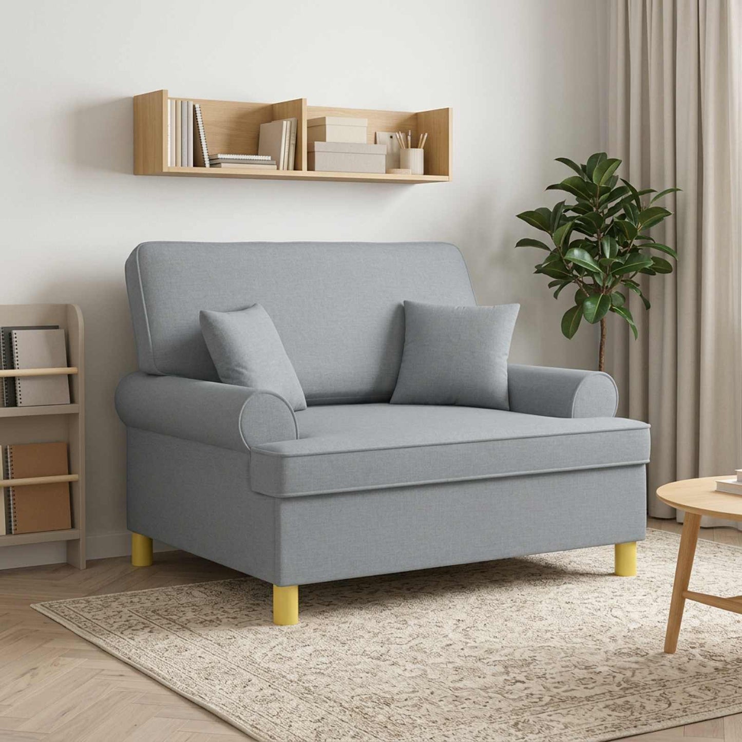 vidaXL Πολυθρόνα XXL με μαξιλάρια Ανοιχτό γκρι Ύφασμα