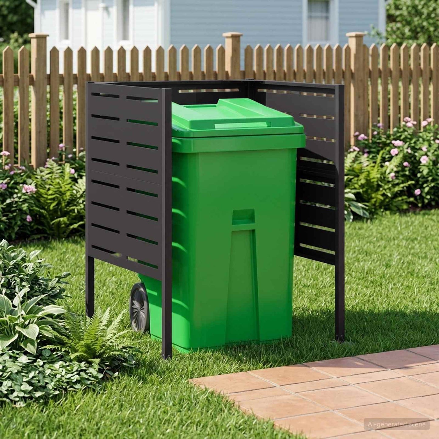 vidaXL Κάλυμμα Κάδου Απορριμμάτων 85 x 85 x 113 εκ Ατσάλι Μαύρο