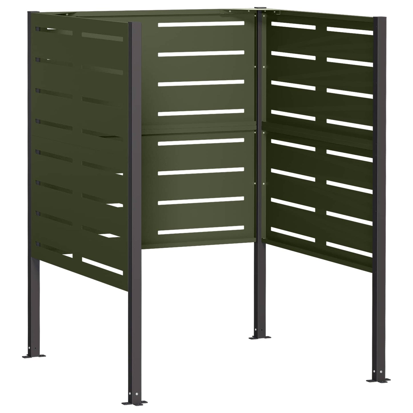 vidaXL Κάλυμμα Κάδου Απορριμμάτων 85 x 85 x 113 εκ Ατσάλι Λαδί
