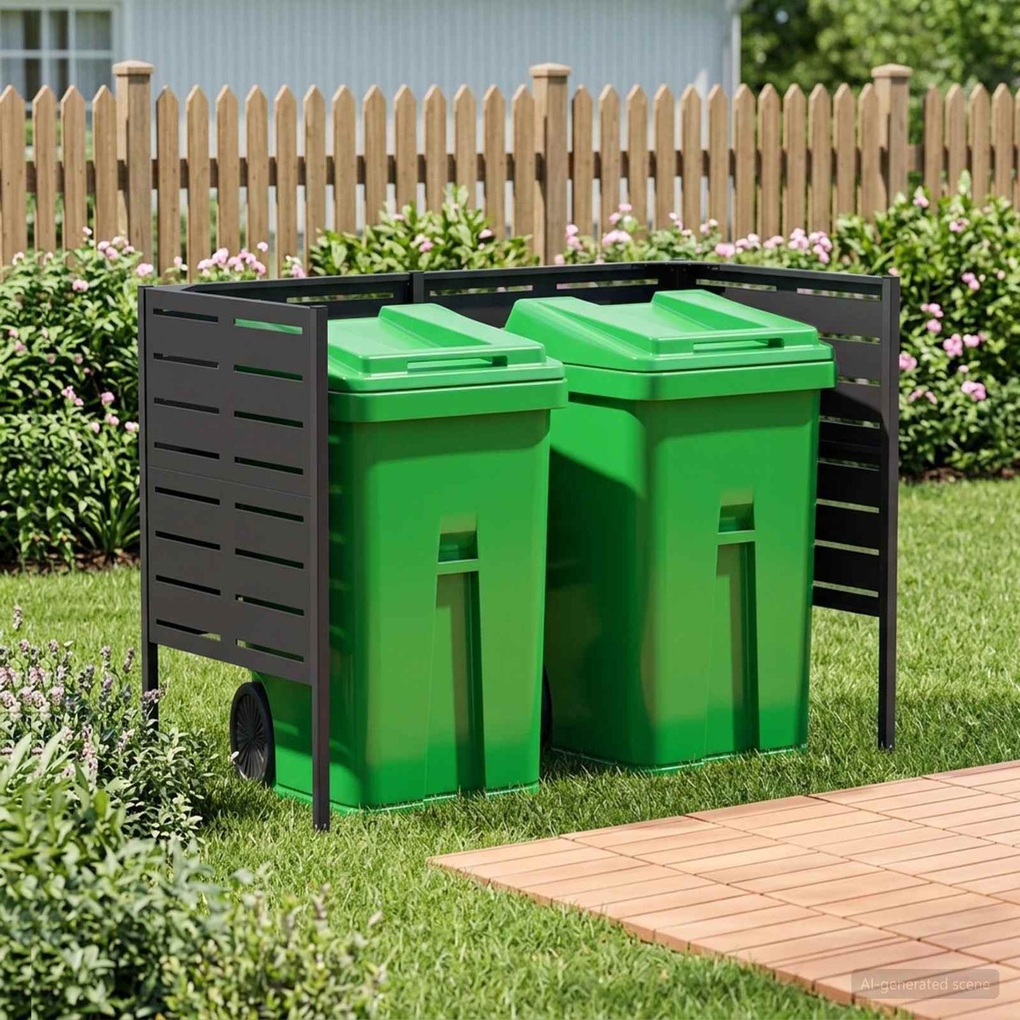 vidaXL Κάλυμμα Κάδου Απορριμμάτων 167 x 85 x 113 εκ Ατσάλι Μαύρο