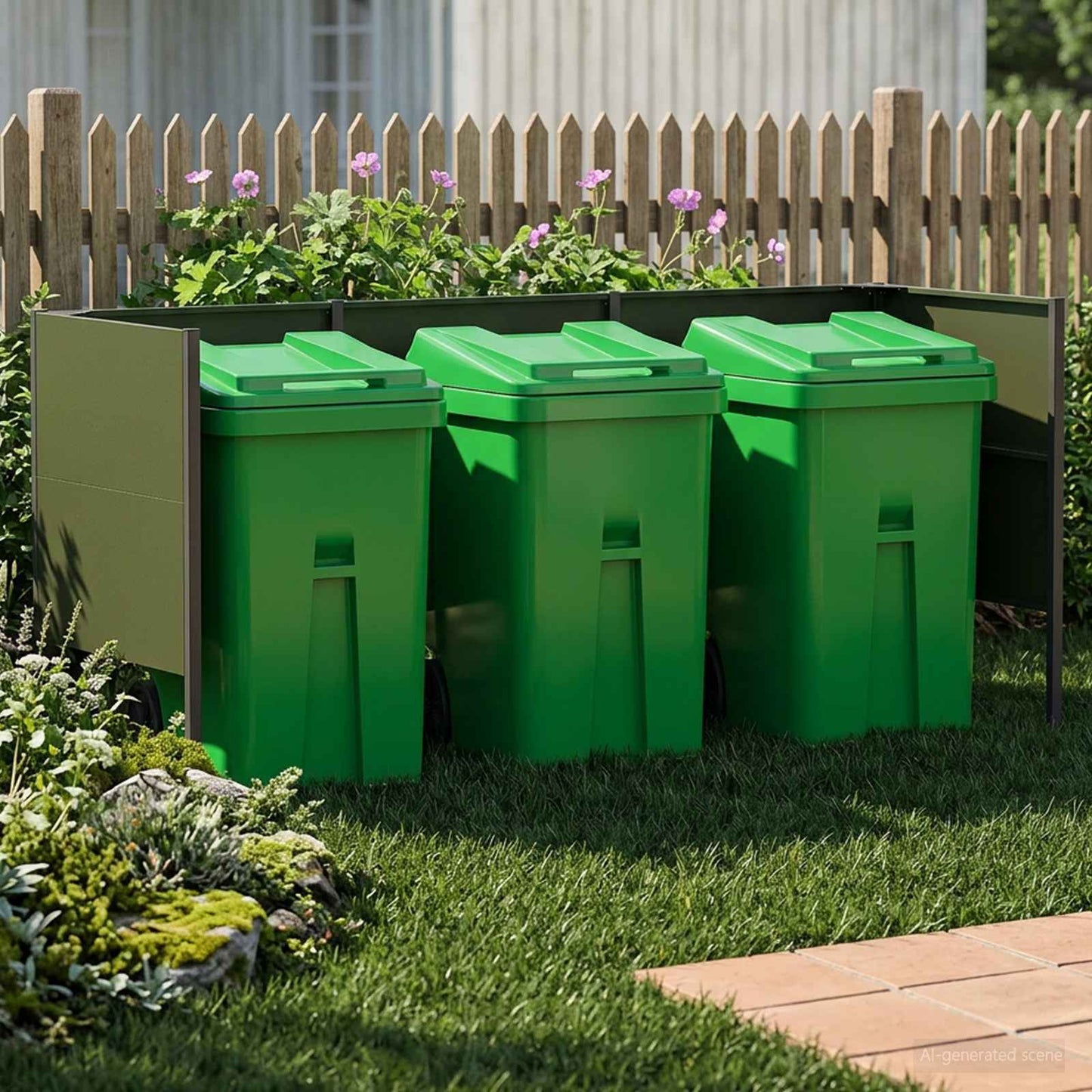 vidaXL Κάλυμμα Κάδου Απορριμμάτων 249 x 85 x 113 εκ Ατσάλι Λαδί