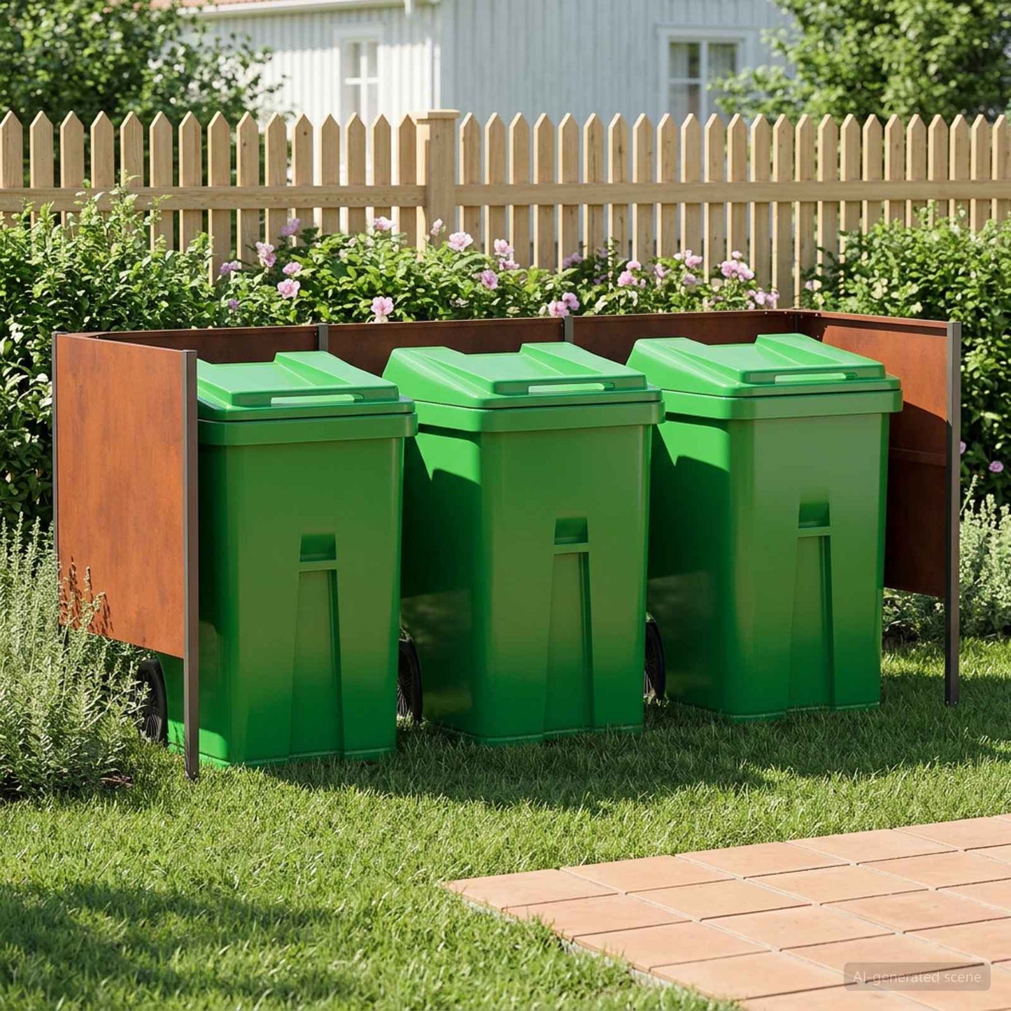 vidaXL Κάλυμμα Κάδου Απορριμμάτων 249 x 85 x 113 εκ Σκ rusty