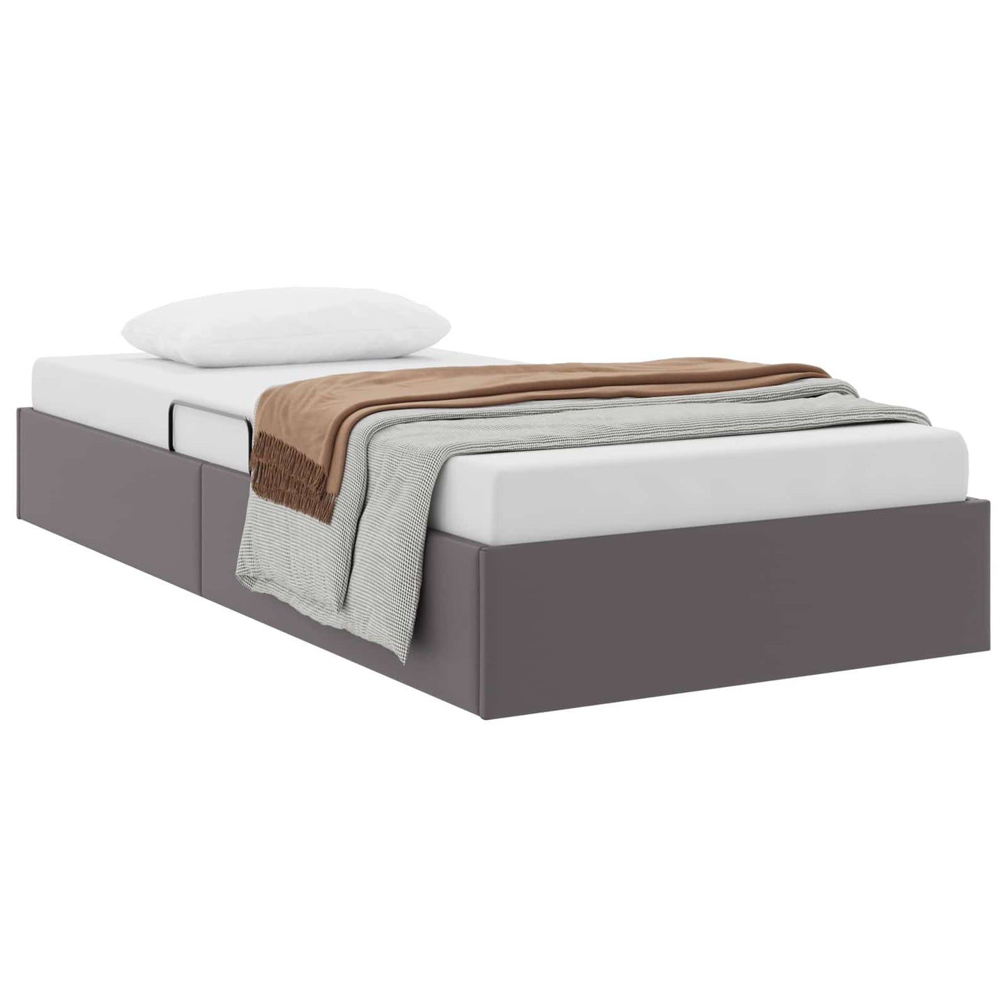 vidaXL Κρεβάτι Οθωμανικού Τύπου Γκρι 90 x 190 cm Τεχνητό Δέρμα
