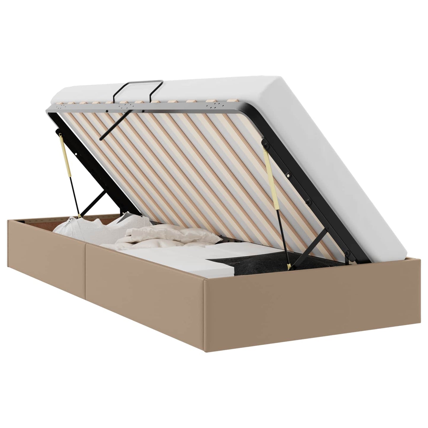 vidaXL Κρεβάτι Οθωμανικού Τύπου Καπουτσίνο 90 x 190 cm Τεχνητό Δέρμα