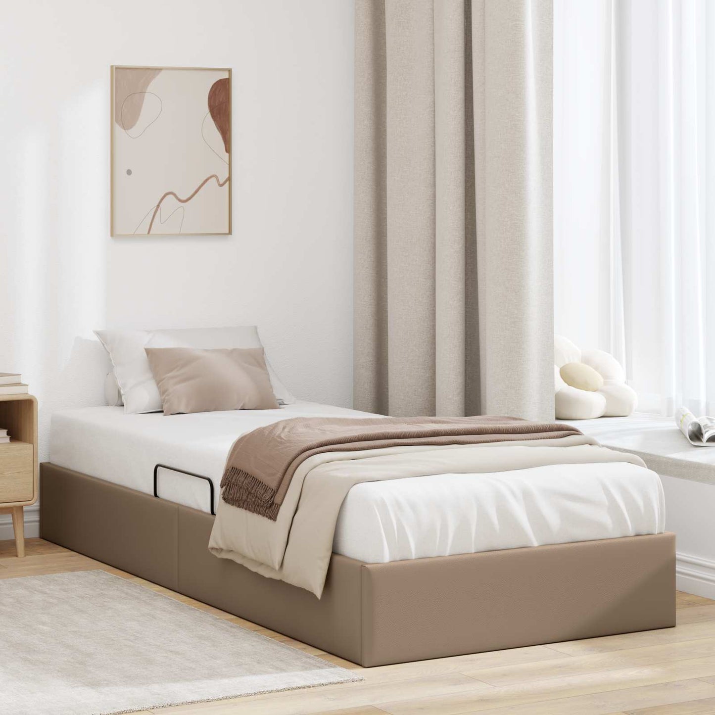 vidaXL Κρεβάτι Οθωμανικού Τύπου Καπουτσίνο 100 x 200 cm Τεχνητό Δέρμα