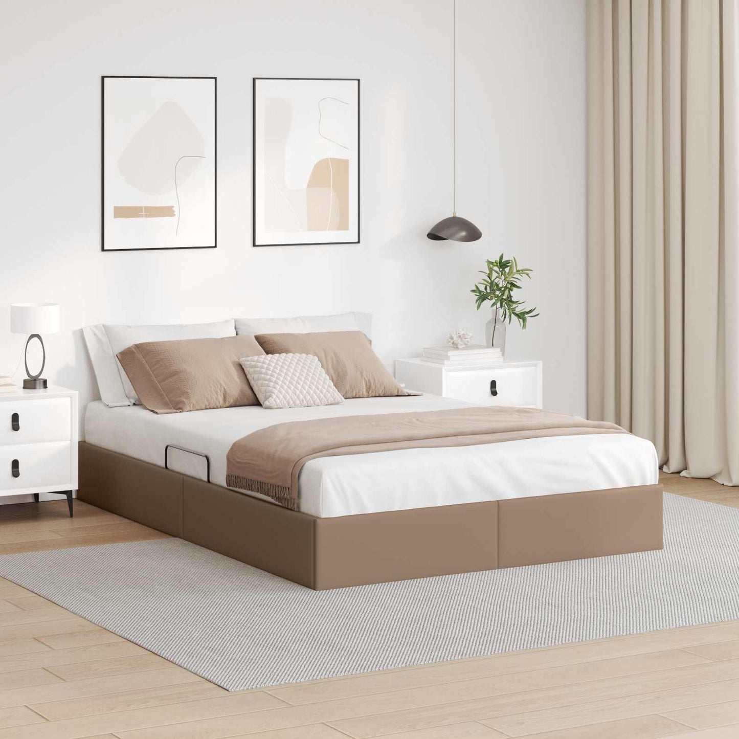 vidaXL Κρεβάτι Οθωμανικού Τύπου Καπουτσίνο 140 x 200 cm Τεχνητό Δέρμα