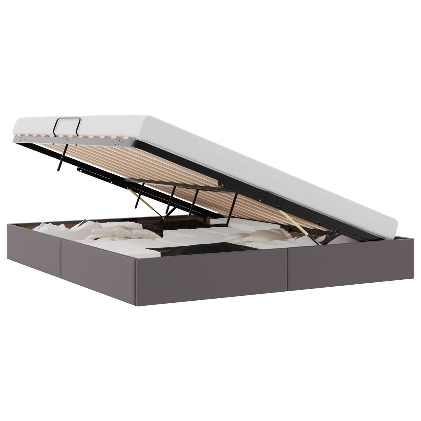vidaXL Κρεβάτι Οθωμανικού Τύπου Γκρι 160 x 200 cm Τεχνητό Δέρμα