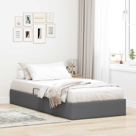 vidaXL Κρεβάτι Οθωμανικού Τύπου Σκούρο Γκρι 90 x 200 cm ύφασμα