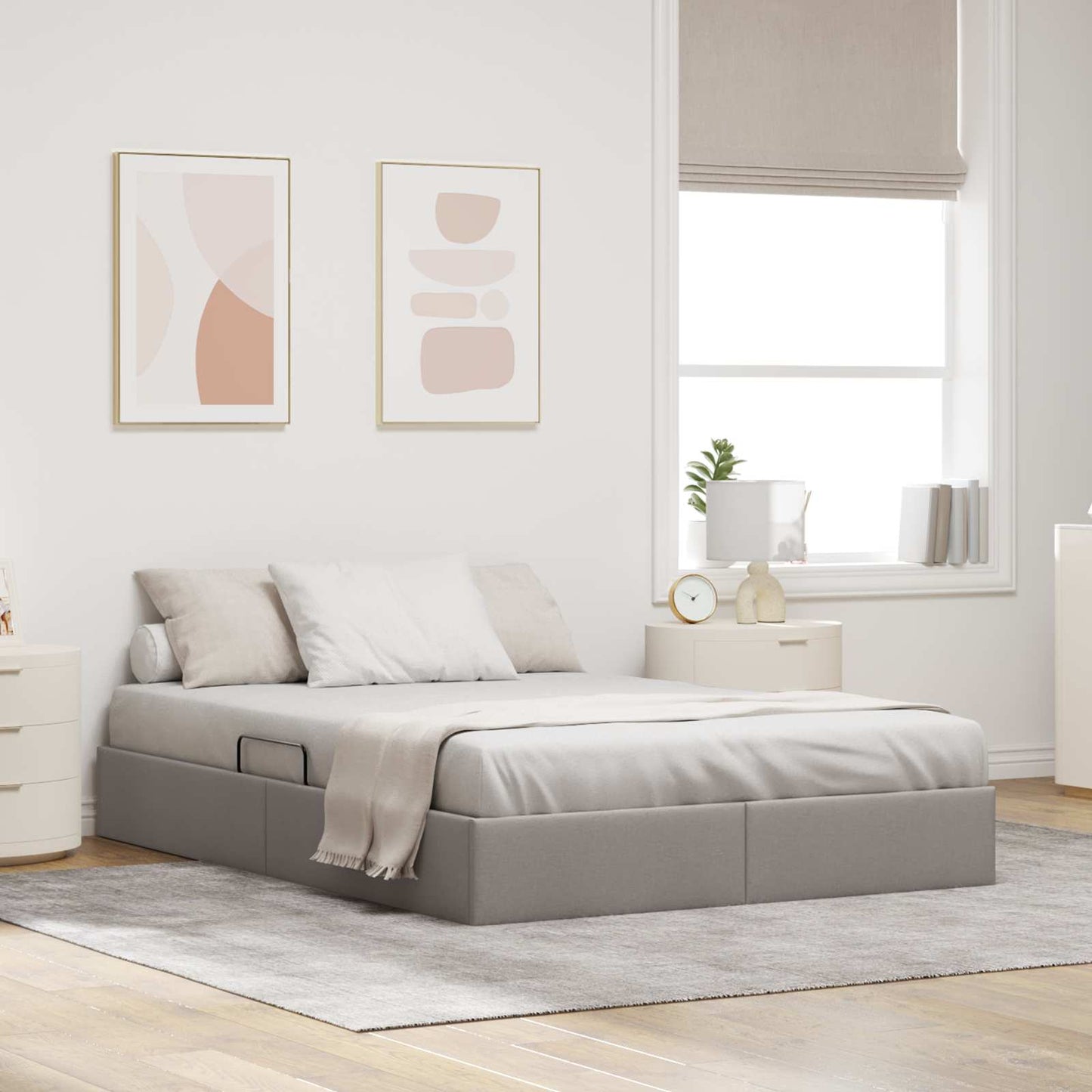 vidaXL Κρεβάτι Οθωμανικού Τύπου Taupe 140 x 190 cm ύφασμα