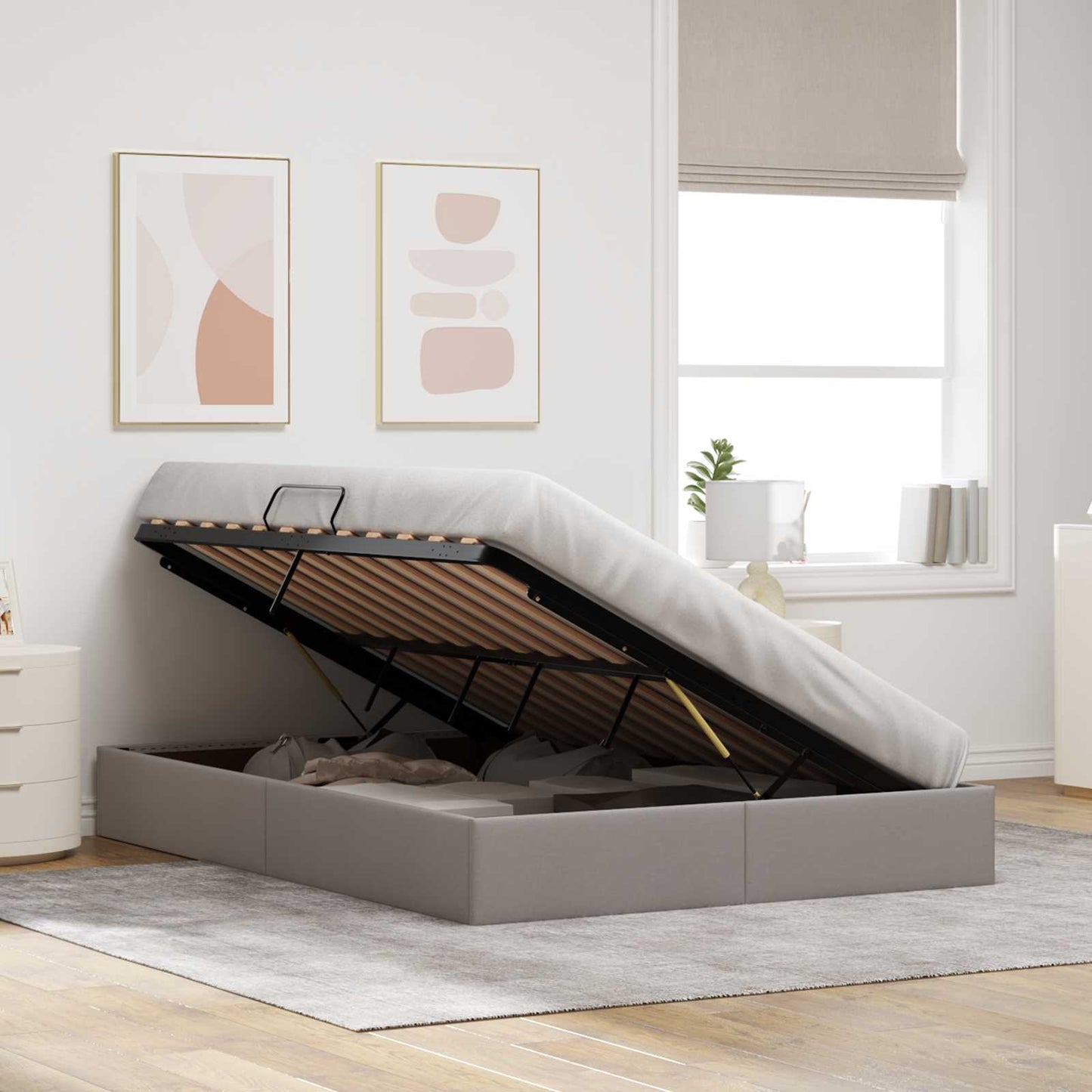 vidaXL Κρεβάτι Οθωμανικού Τύπου Taupe 140 x 200 cm ύφασμα