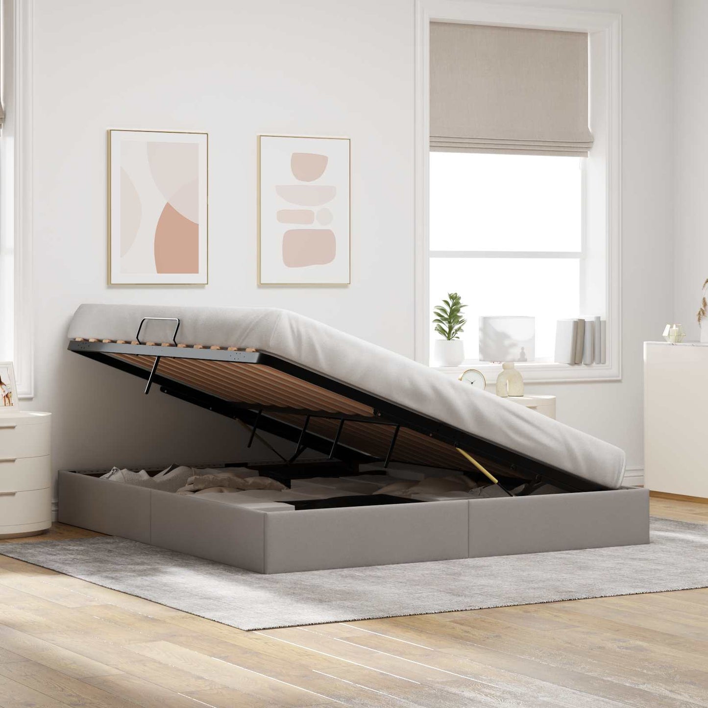 vidaXL Κρεβάτι Οθωμανικού Τύπου Taupe 160 x 200 cm ύφασμα