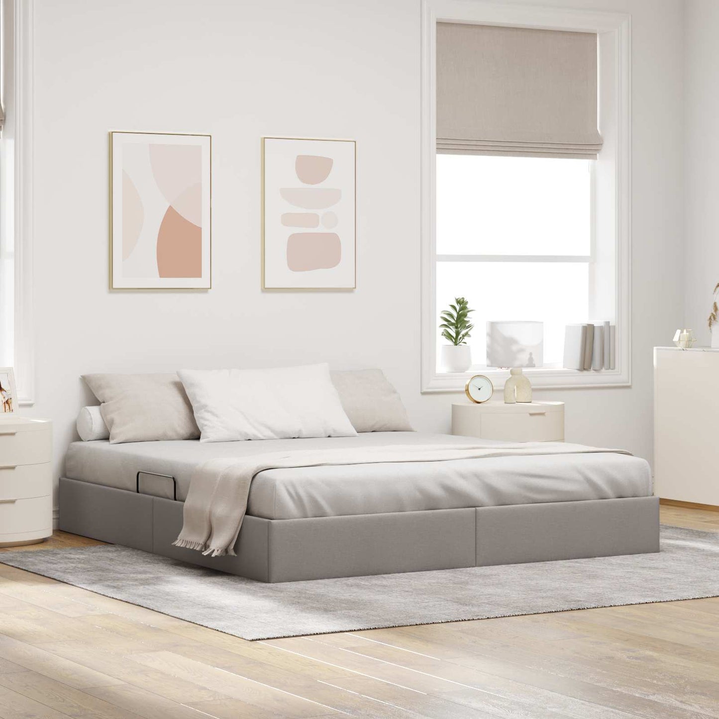 vidaXL Κρεβάτι Οθωμανικού Τύπου Taupe 180 x 200 cm ύφασμα