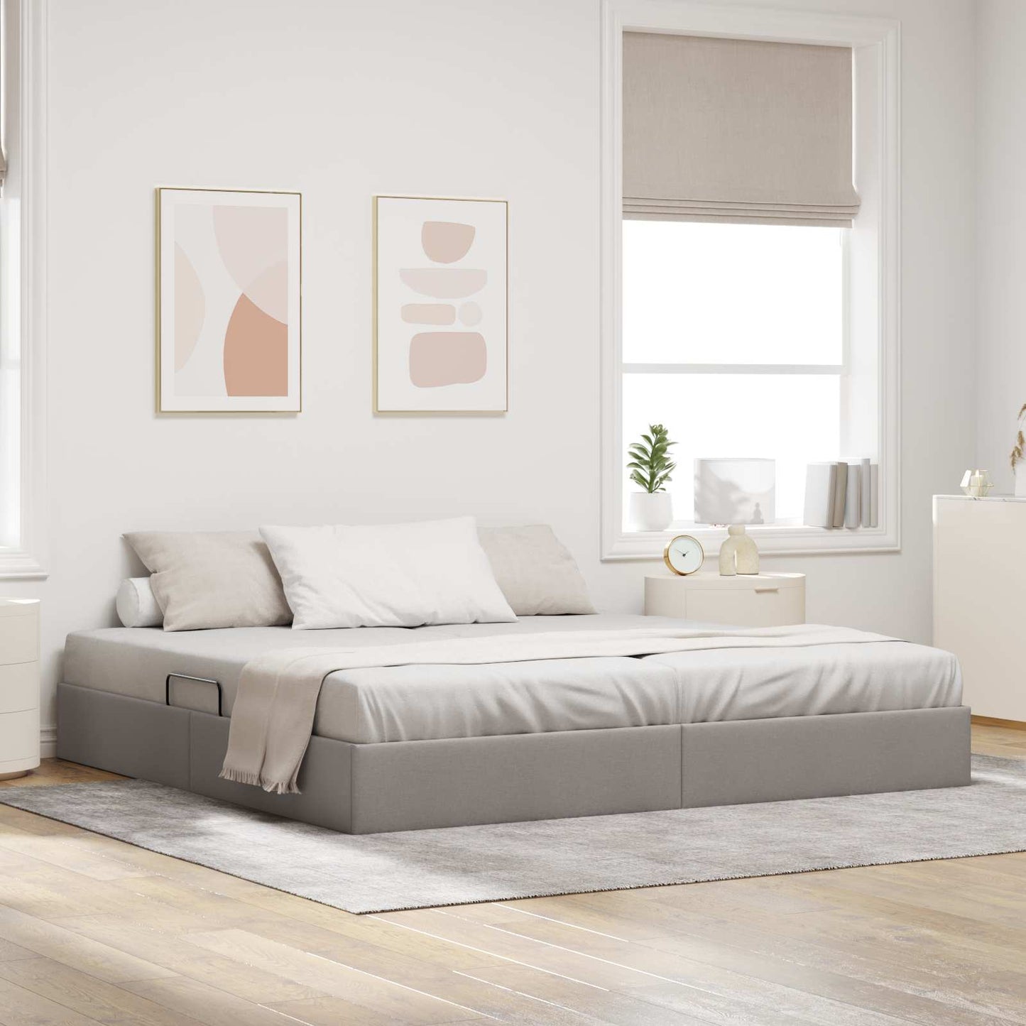 vidaXL Κρεβάτι Οθωμανικού Τύπου Taupe 200 x 200 cm ύφασμα