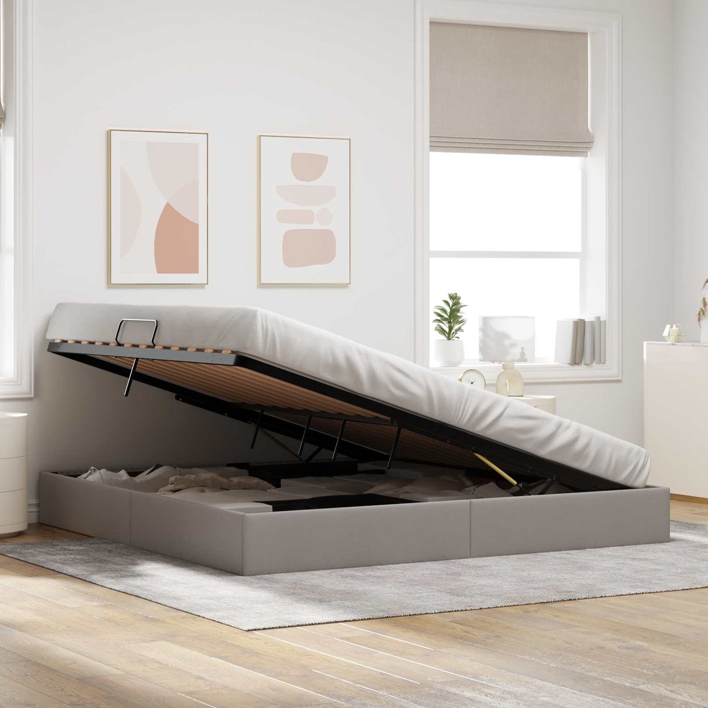 vidaXL Κρεβάτι Οθωμανικού Τύπου Taupe 200 x 200 cm ύφασμα