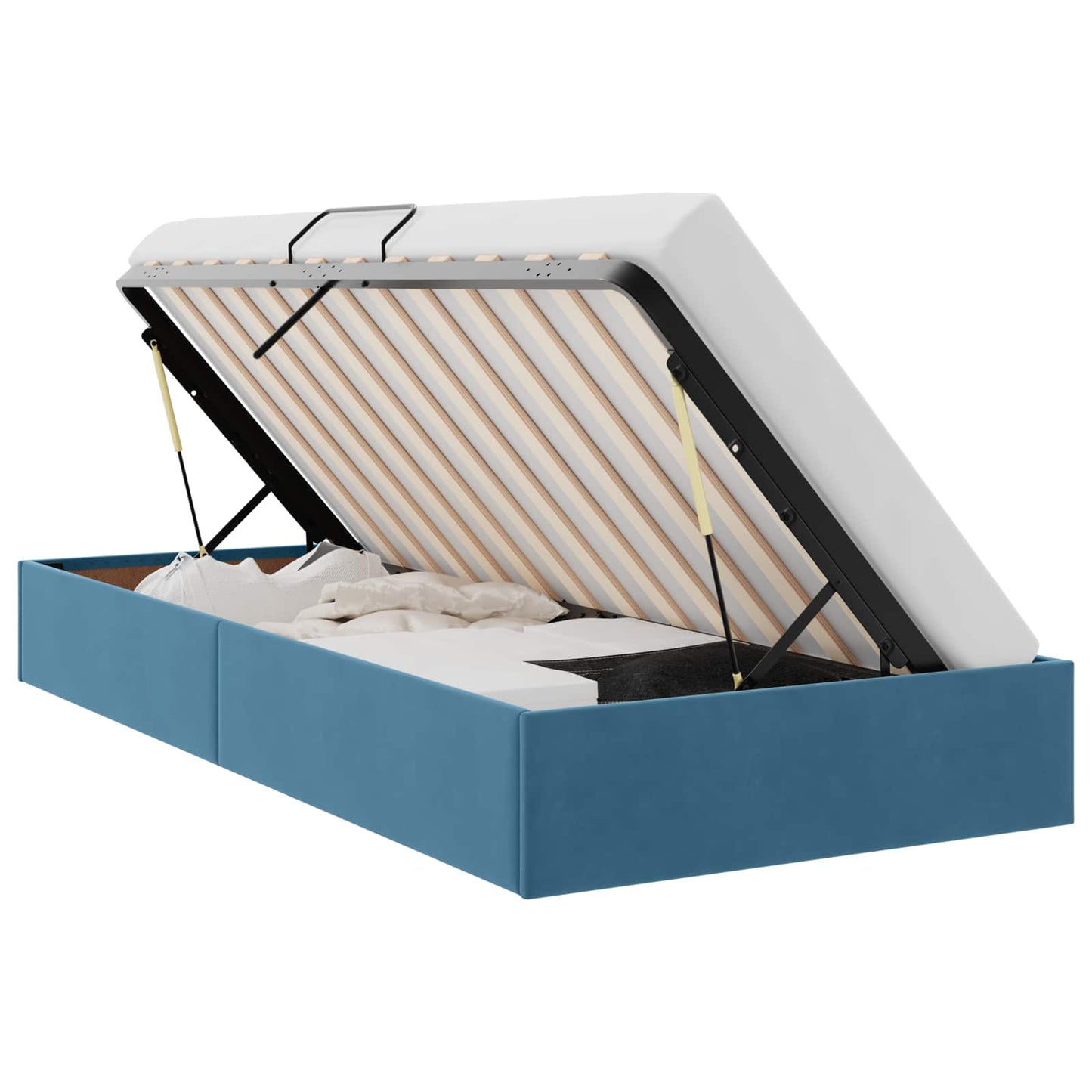 vidaXL Κρεβάτι Οθωμανικού Τύπου Σκούρο Μπλε 90 x 190 cm Βελούδο