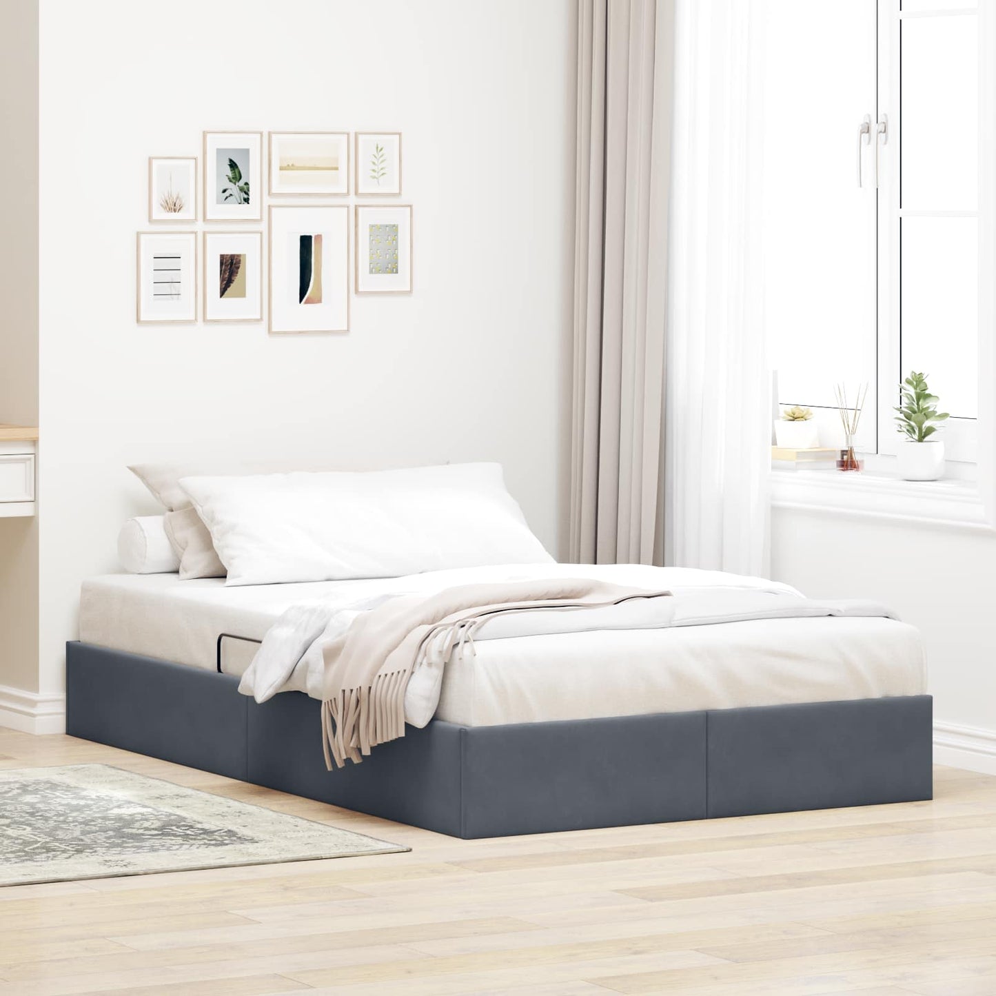 vidaXL Κρεβάτι Οθωμανικού Τύπου Σκούρο Γκρι 120 x 200 cm Βελούδο