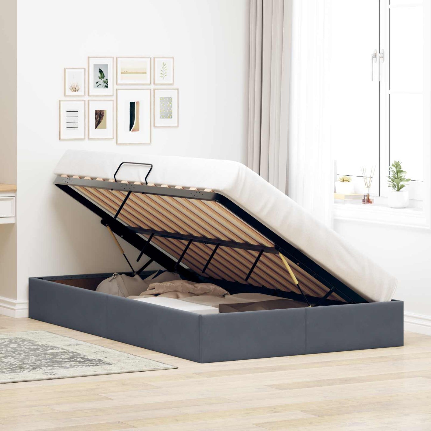 vidaXL Κρεβάτι Οθωμανικού Τύπου Σκούρο Γκρι 120 x 200 cm Βελούδο