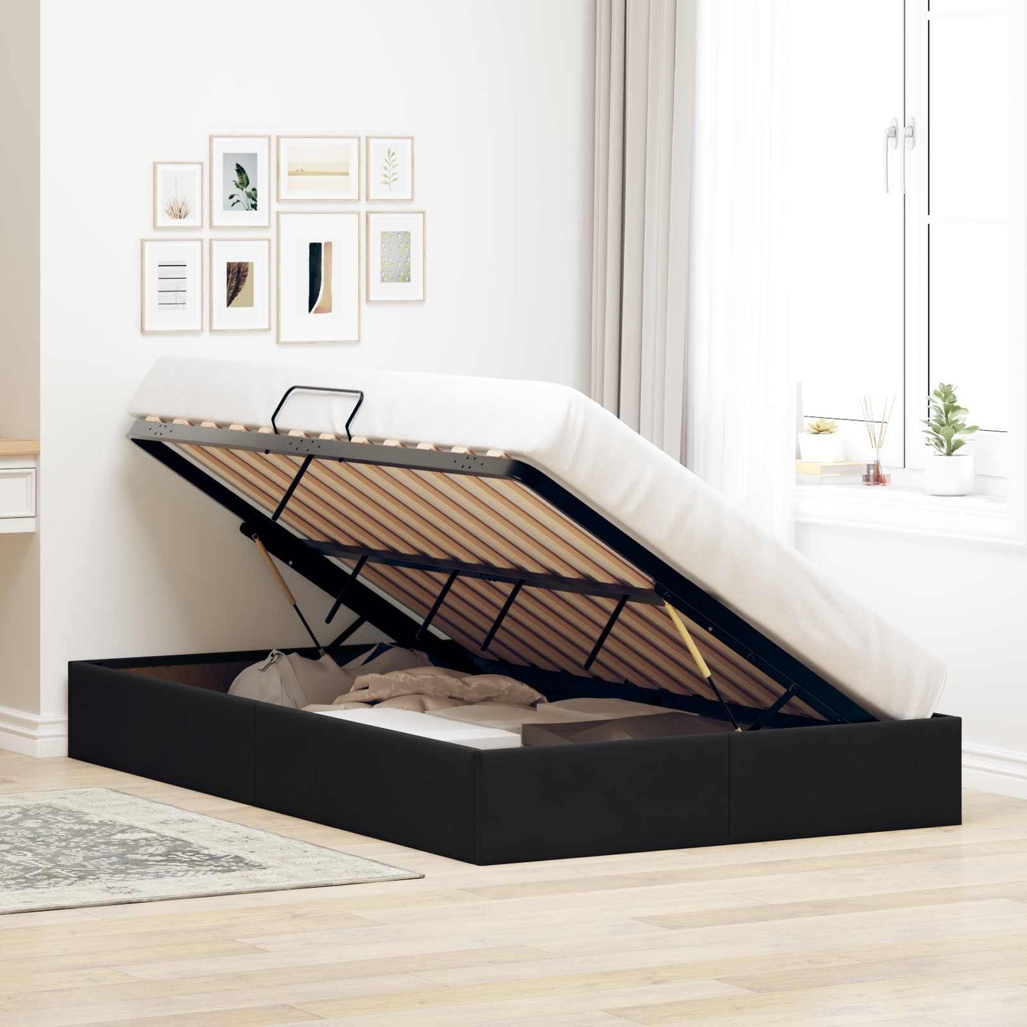 vidaXL Κρεβάτι Οθωμανικού Τύπου Μαύρο 120 x 200 cm Βελούδο