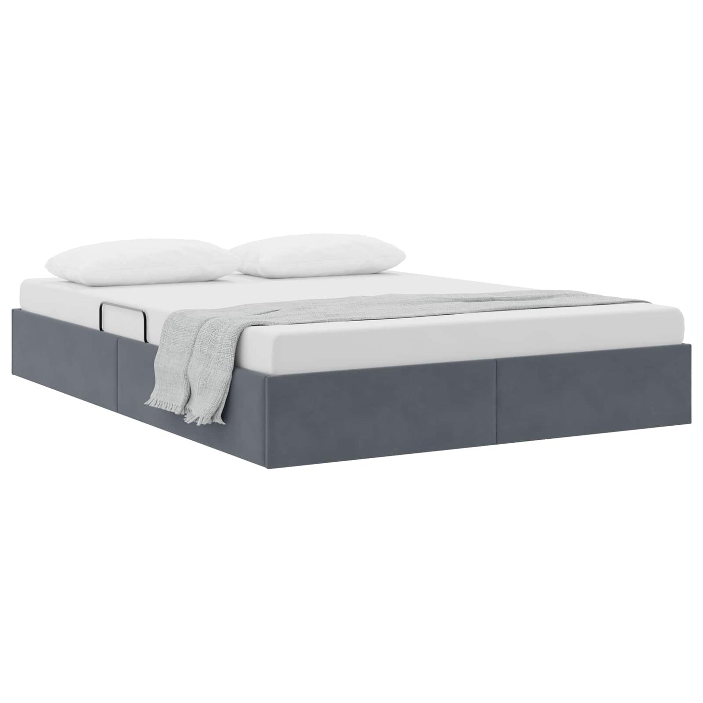 vidaXL Κρεβάτι Οθωμανικού Τύπου Σκούρο Γκρι 140 x 190 cm Βελούδο