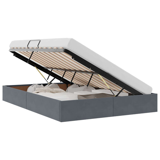 vidaXL Κρεβάτι Οθωμανικού Τύπου Σκούρο Γκρι 140 x 200 cm Βελούδο