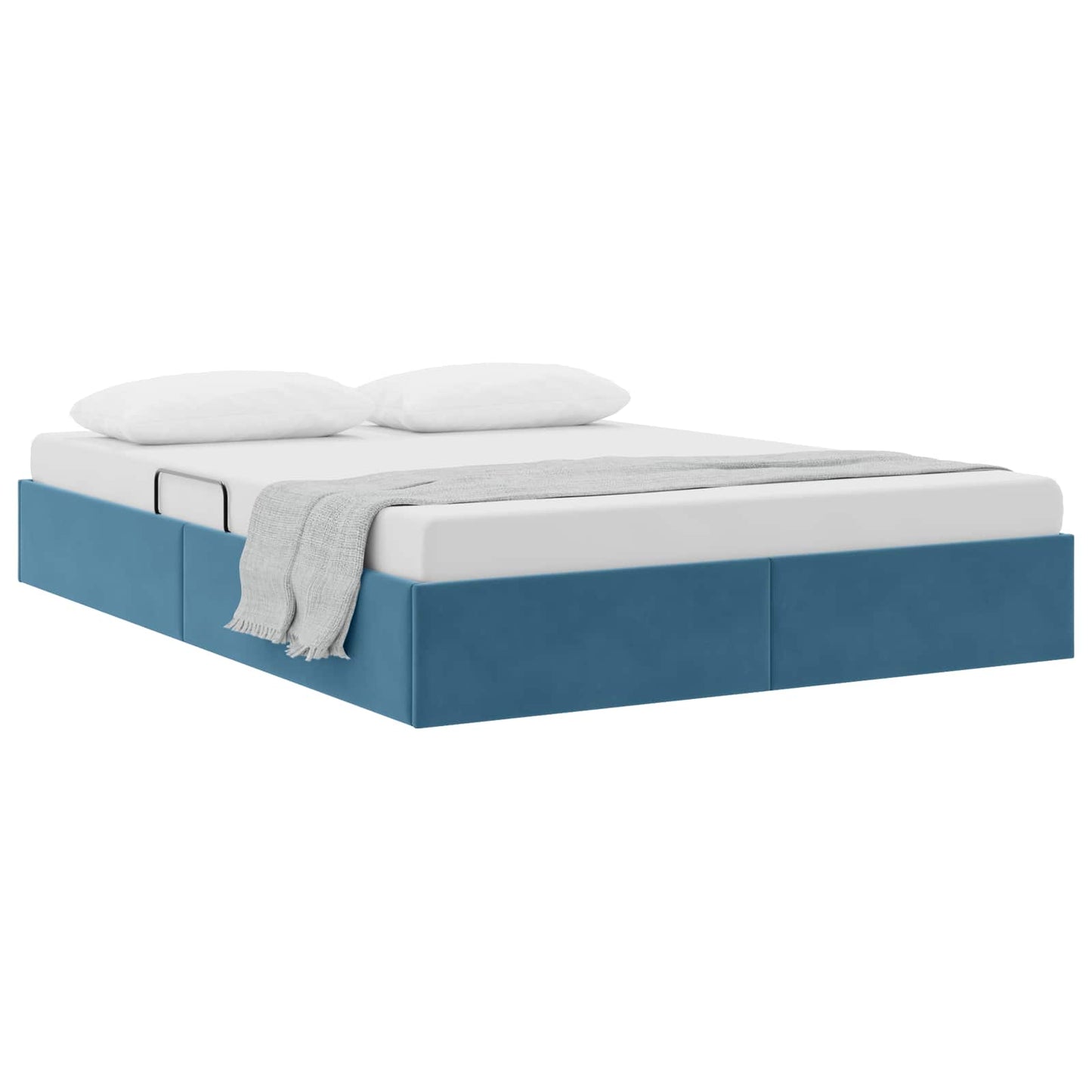 vidaXL Κρεβάτι Οθωμανικού Τύπου Σκούρο Μπλε 140 x 200 cm Βελούδο